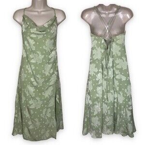 NWT Rosedress Floral Cowl Neck High Slit Slip Dress Midi Sage Green Womens Large